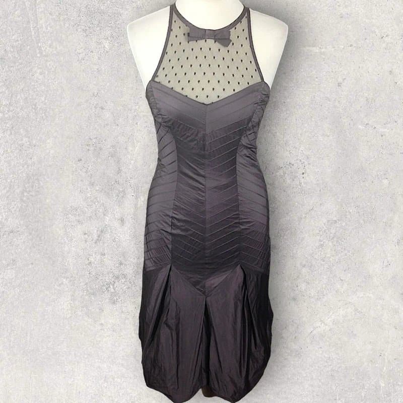 Karen Millen Karen Millen Womens Brown Taffeta Bubble Hem Bodycon Occasion Dress UK 8