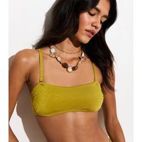 New Look Women's Green Glitter Bandeau Bikini Top New Look - 3