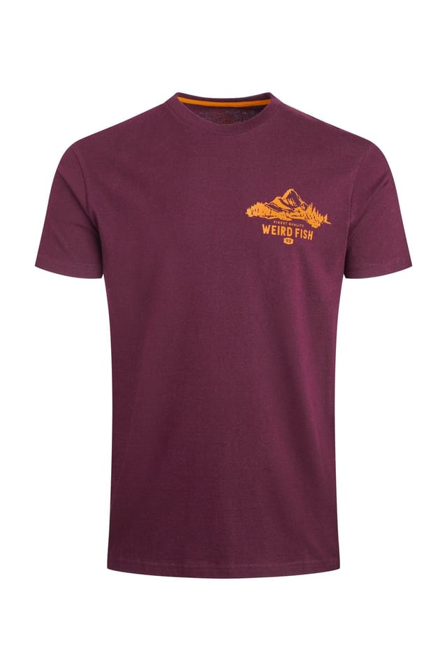 Weird Fish Weird Fish Men's Mountain Valley Graphic T-Shirt in Aubergine - 2
