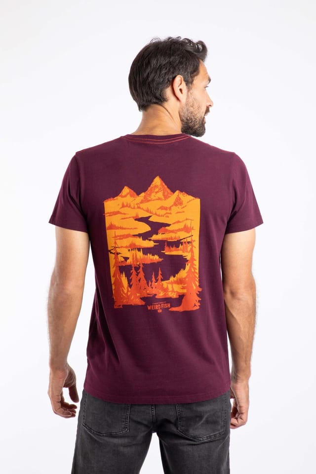 Weird Fish Weird Fish Men's Mountain Valley Graphic T-Shirt in Aubergine - 3