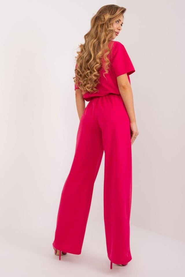 Love Lace Love Lace Women's Cotton High Rise Straight Leg Trousers in Pink - 3
