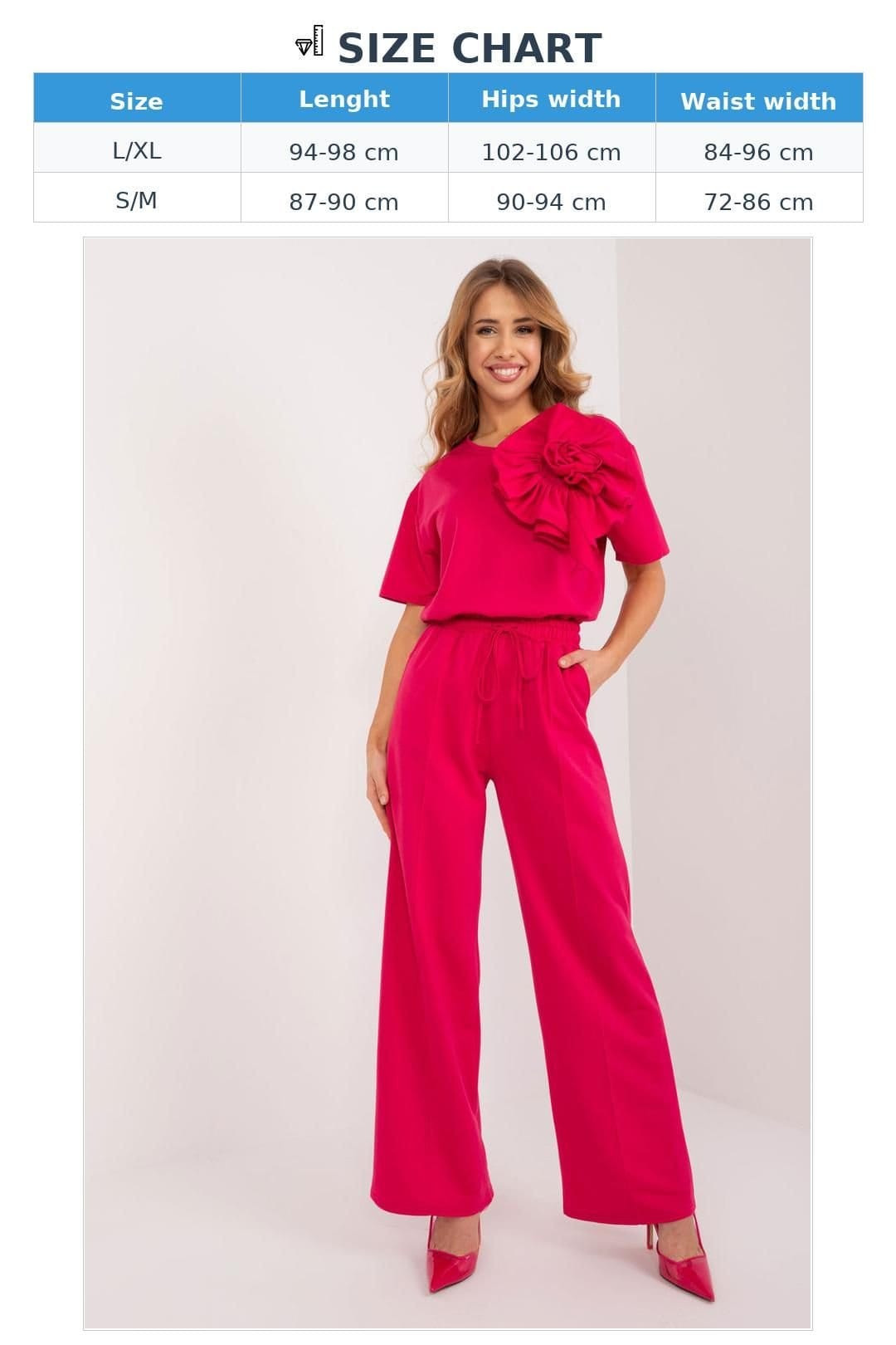 Love Lace Love Lace Women's Cotton High Rise Straight Leg Trousers in Pink - 4