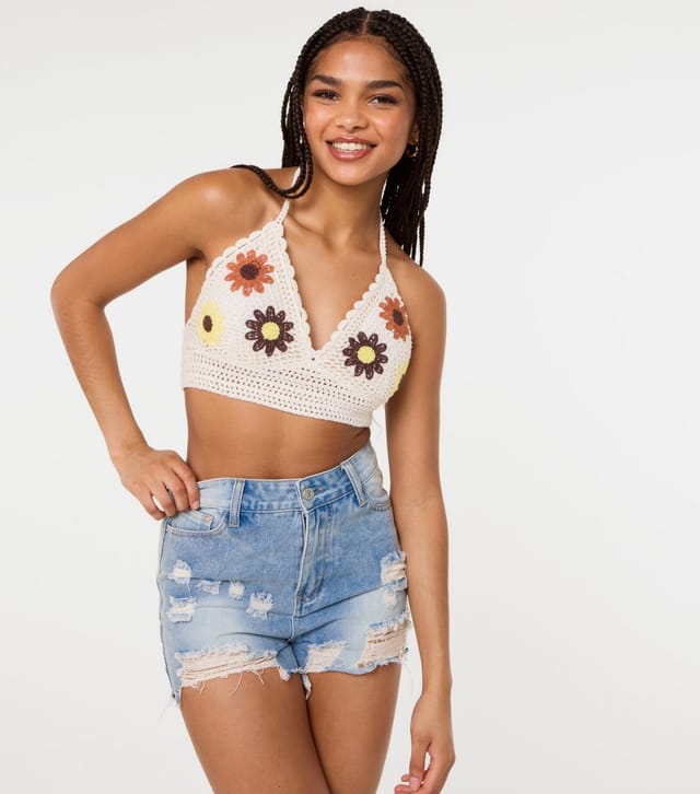 Pink Vanilla Women's Stone Floral Crochet Bralette Pink Vanilla New Look - 3