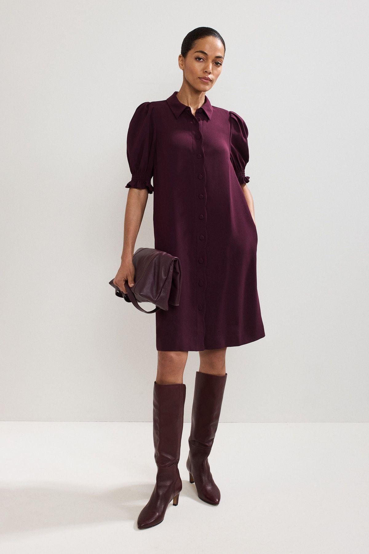 Phase Eight Phase Eight Women's Candice Scallop Dress in Wine - 3