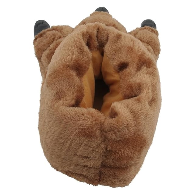 Slumberzzz Slumberzzz Men's Monster Claw Plush 3D Slippers in Brown - 2