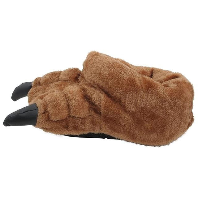 Slumberzzz Slumberzzz Men's Monster Claw Plush 3D Slippers in Brown - 3
