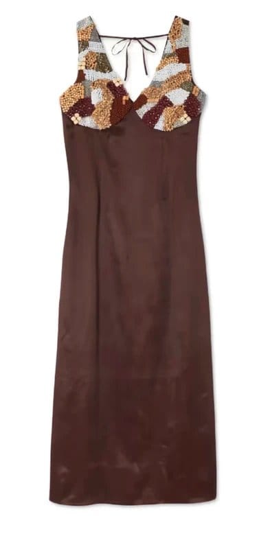 Never Fully Dressed Brown Beaded Allegra Dress - Size 14