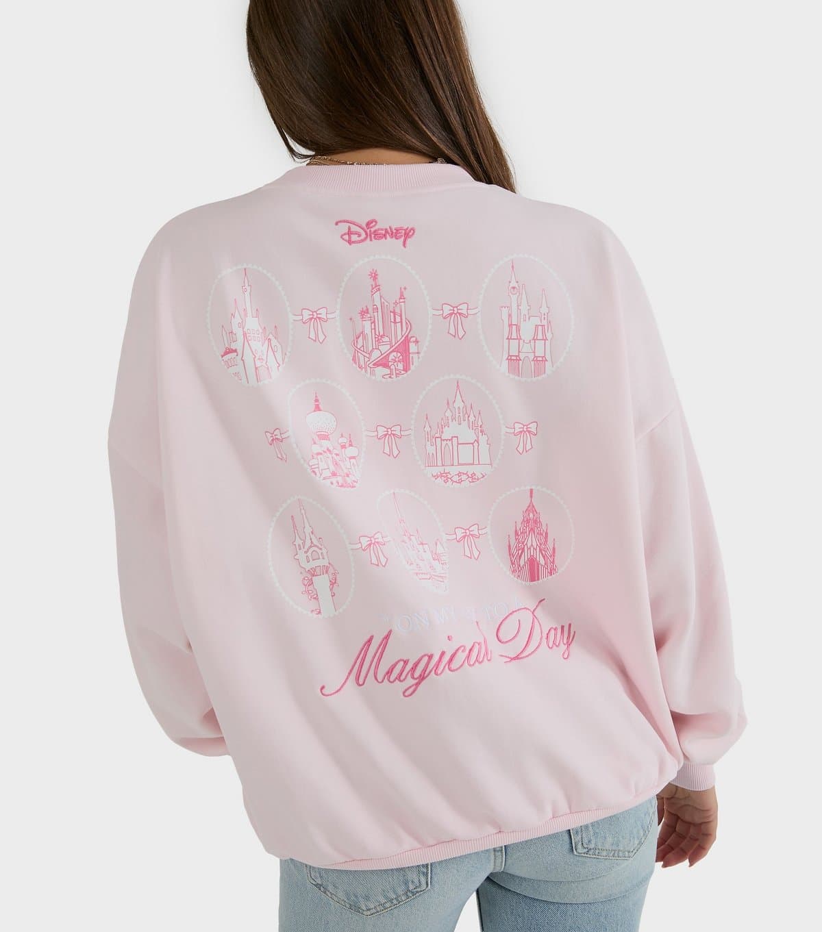 Skinnydip Women's Pink Disney Castle Oversized Sweatshirt Skinnydip New Look