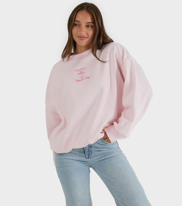 Skinnydip Women's Pink Disney Castle Oversized Sweatshirt Skinnydip New Look - 2
