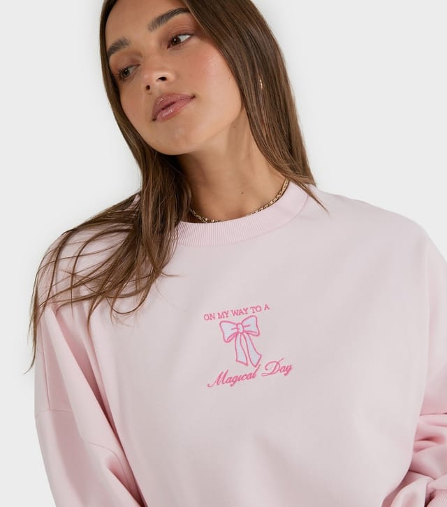 Skinnydip Women's Pink Disney Castle Oversized Sweatshirt Skinnydip New Look - 3