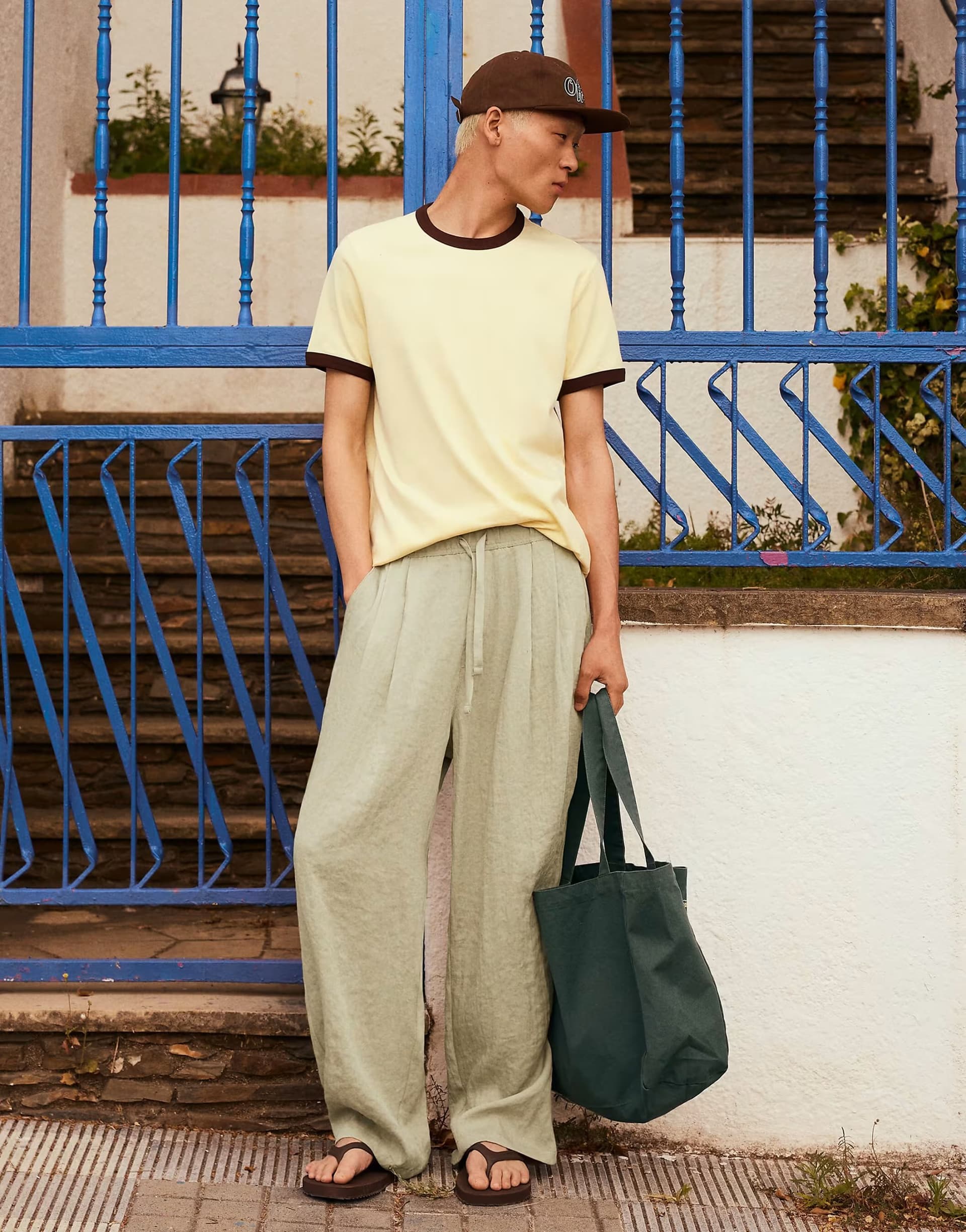 ASOS Bershka Rustic baggy trousers in green