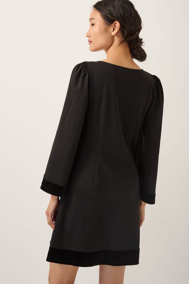 Monsoon Monsoon Women's Blair Velvet Bow Long Sleeve Mini Dress Black - 2