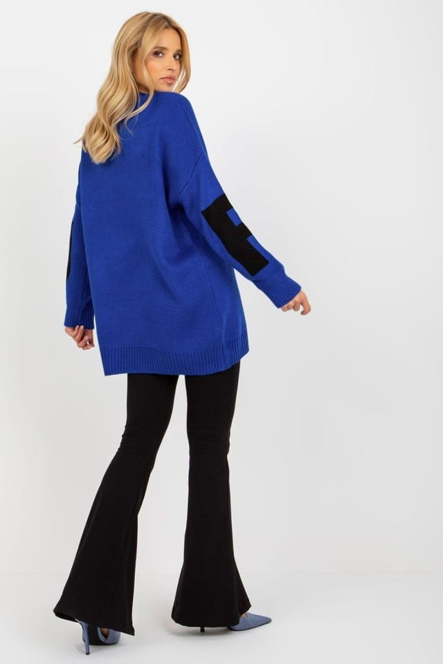 Love Lace Love Lace Women's Extended Fit Long Sleeve Sweater with Lettering in Blue - 3