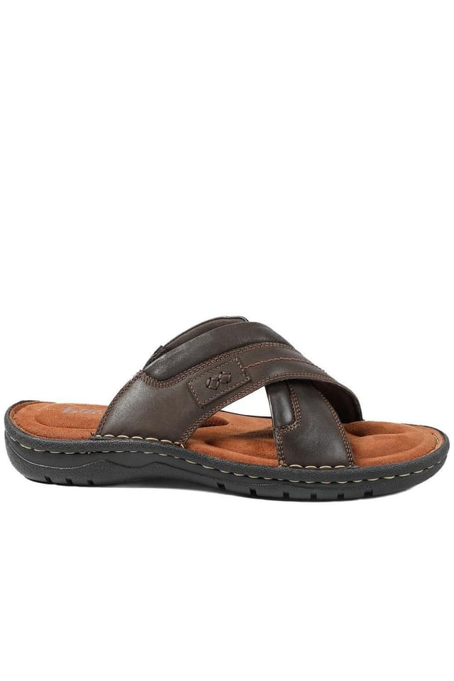 Pavers Pavers Men's Leather Mule Sandals in Dark Brown - 2