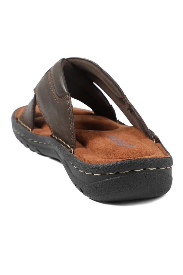 Pavers Pavers Men's Leather Mule Sandals in Dark Brown - 3