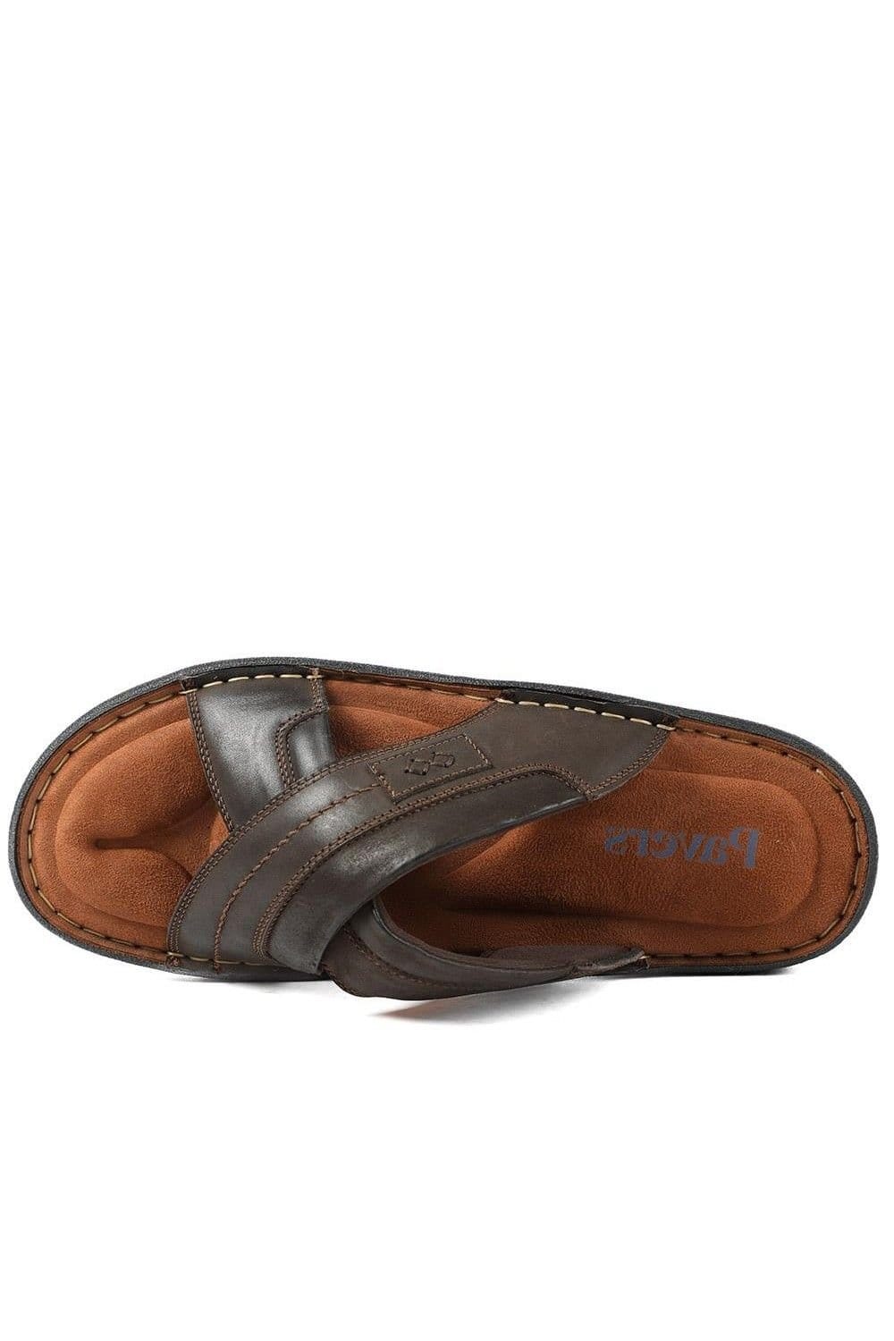 Pavers Pavers Men's Leather Mule Sandals in Dark Brown - 4