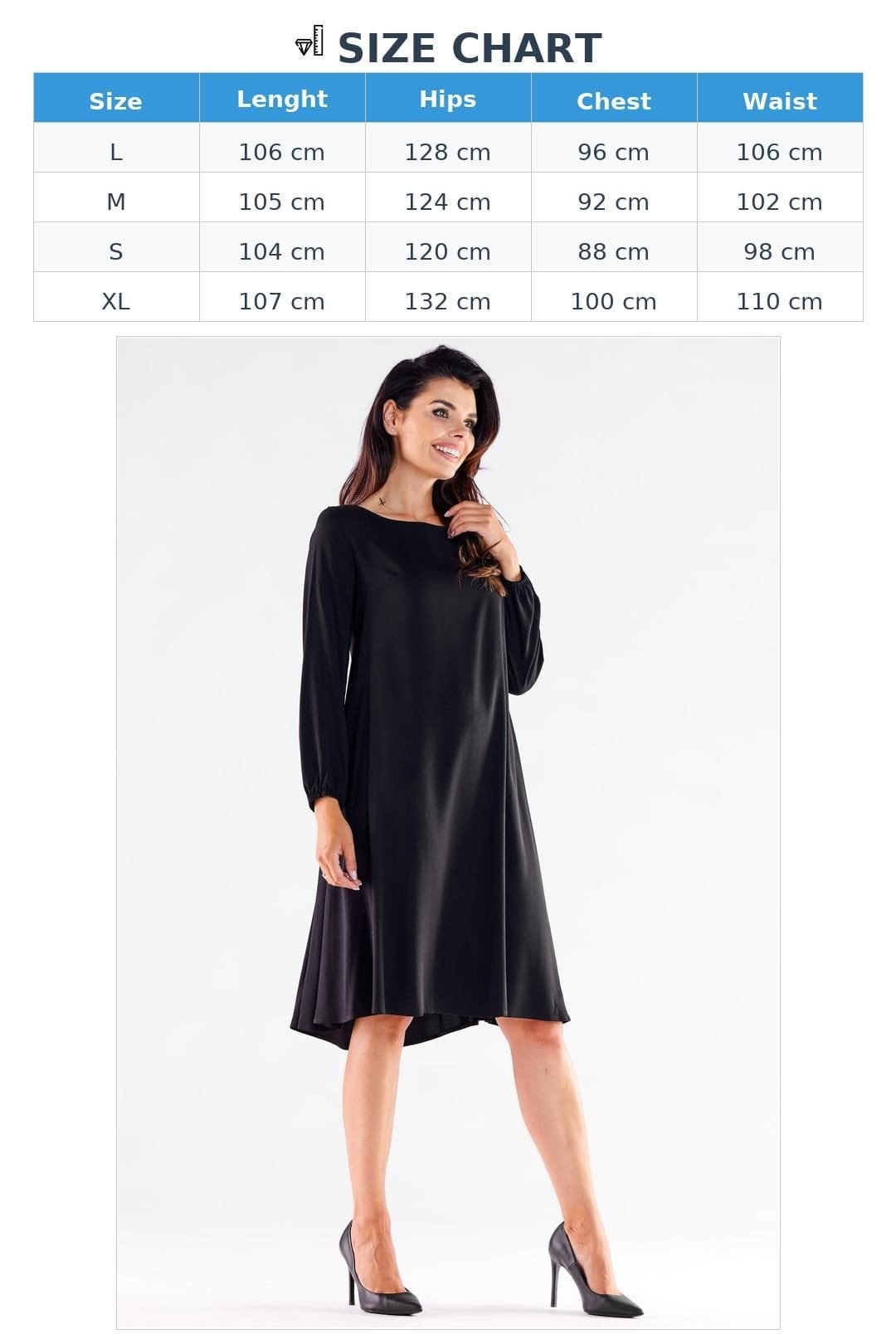 Love Lace Love Lace Women's Trapezoid Long Sleeve Dress with Extended Back in Black - 4