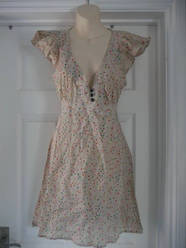 Carbon Carbon Dress Ladies Size 10 Multicoloured Spot Cotton Summer Holiday Tea Dress