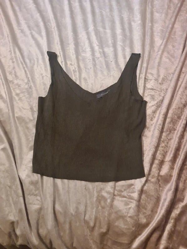 Primark Women's khaki green knit vest top size S/8