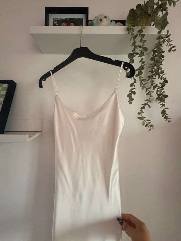Bershka Cream Satin Slip Dress