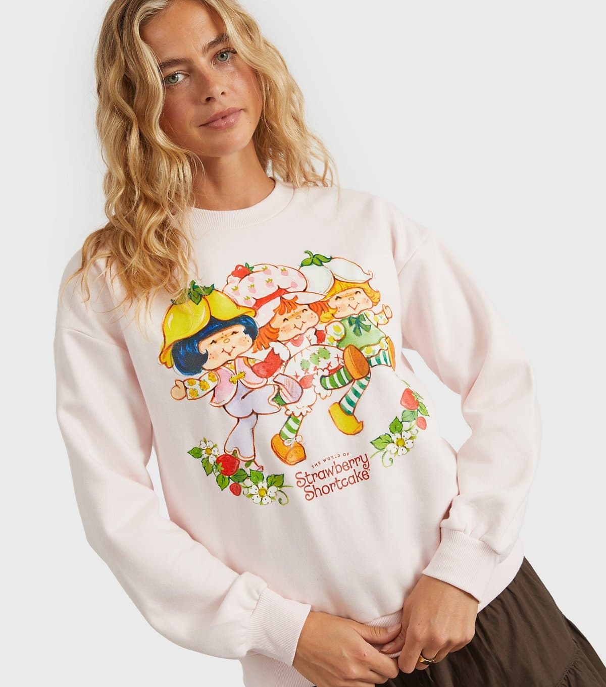 Custard Women's Clothing Light Pink Strawberry Shortcake Sweatshirt Custard New Look