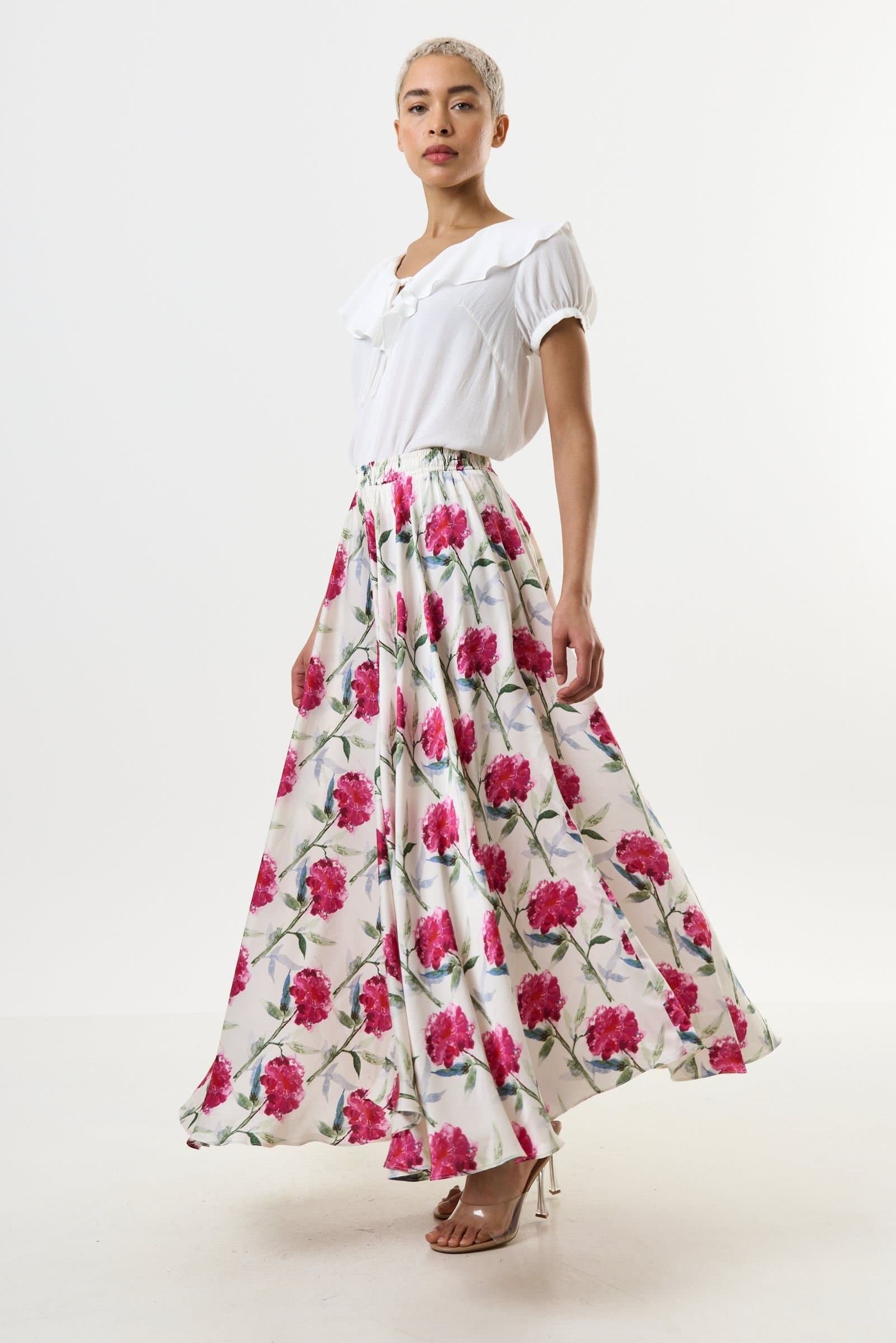 Louche Louche Multicolor Floral Print Circle Midi Skirt