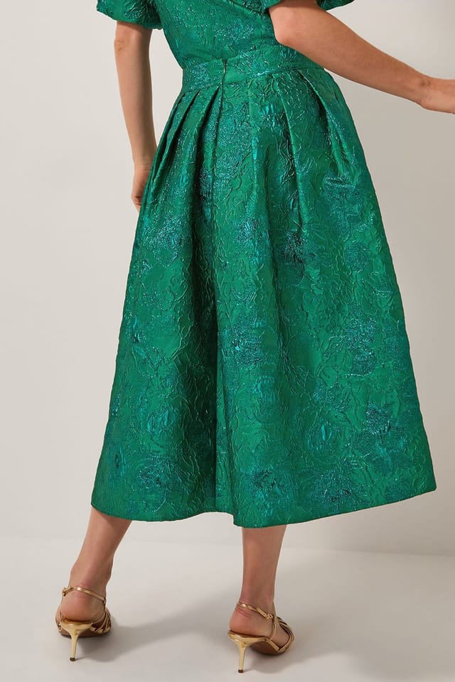 Monsoon Monsoon Women's Jolene Floral Jacquard Midi Skirt Green - 2