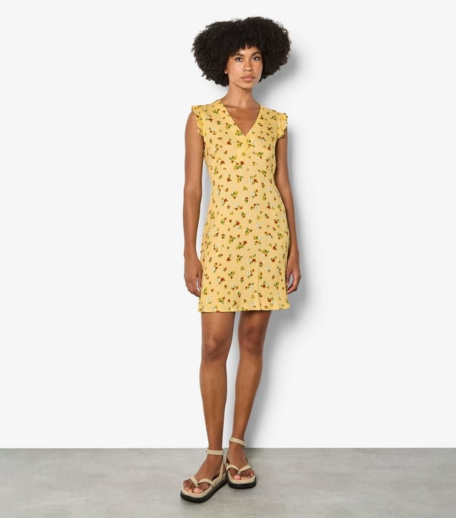 Apricot Women's Yellow Frill Sleeve Ditsy Mini Dress Apricot New Look - 2