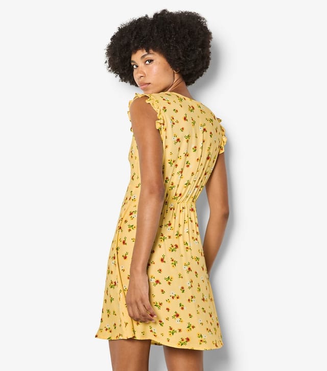 Apricot Women's Yellow Frill Sleeve Ditsy Mini Dress Apricot New Look - 3