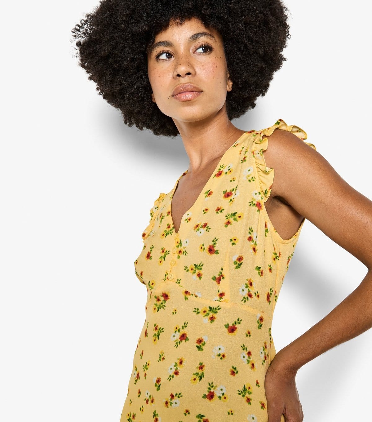 Apricot Women's Yellow Frill Sleeve Ditsy Mini Dress Apricot New Look - 4