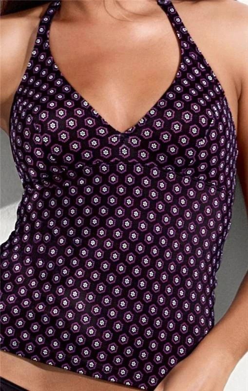 Triumph Triumph 4 Your Curves 2Ctop Non Wired Padded Halter Neck Tankini Top Purple 36D - 1
