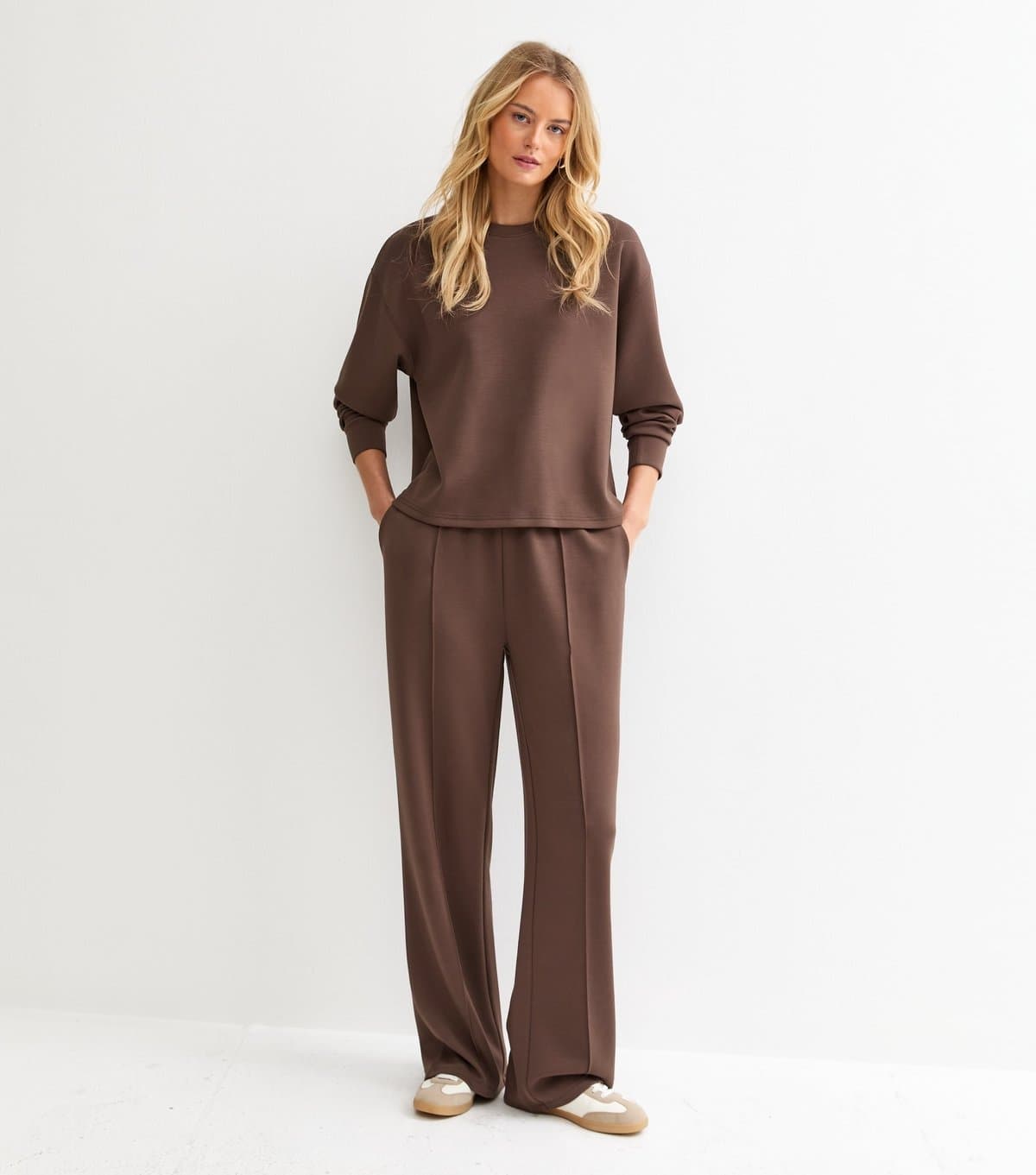 New Look Women's Tall Premium Brown Jersey Wide Leg Joggers New Look