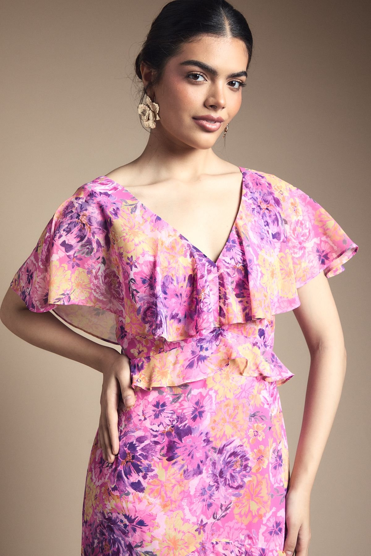 Oasis Oasis Women's Ruffle Detail Maxi Dress in Pink - 4