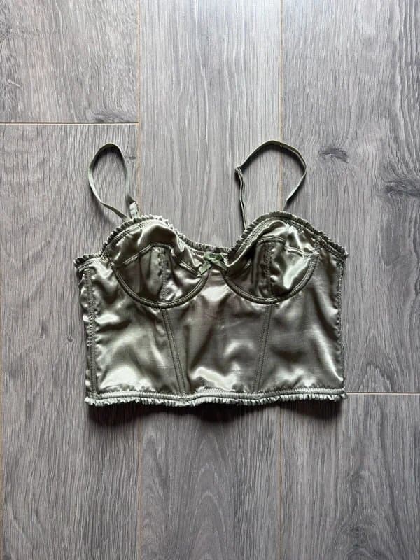 Urban Outfitters Urban outfitters sage green satin silk corset top