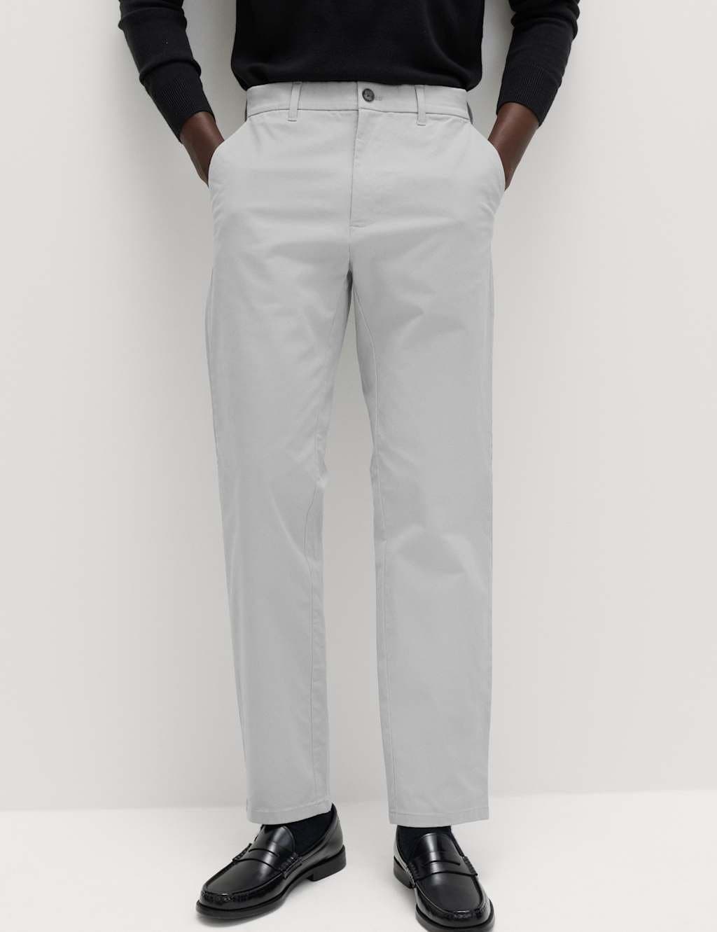 Marks & Spencer M&S Regular Fit Stretch Chinos Silver