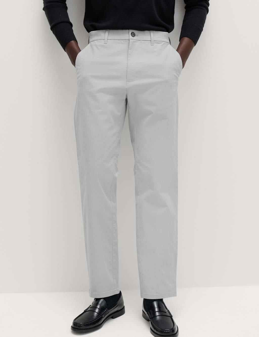 Marks & Spencer M&S Regular Fit Stretch Chinos Silver - 1