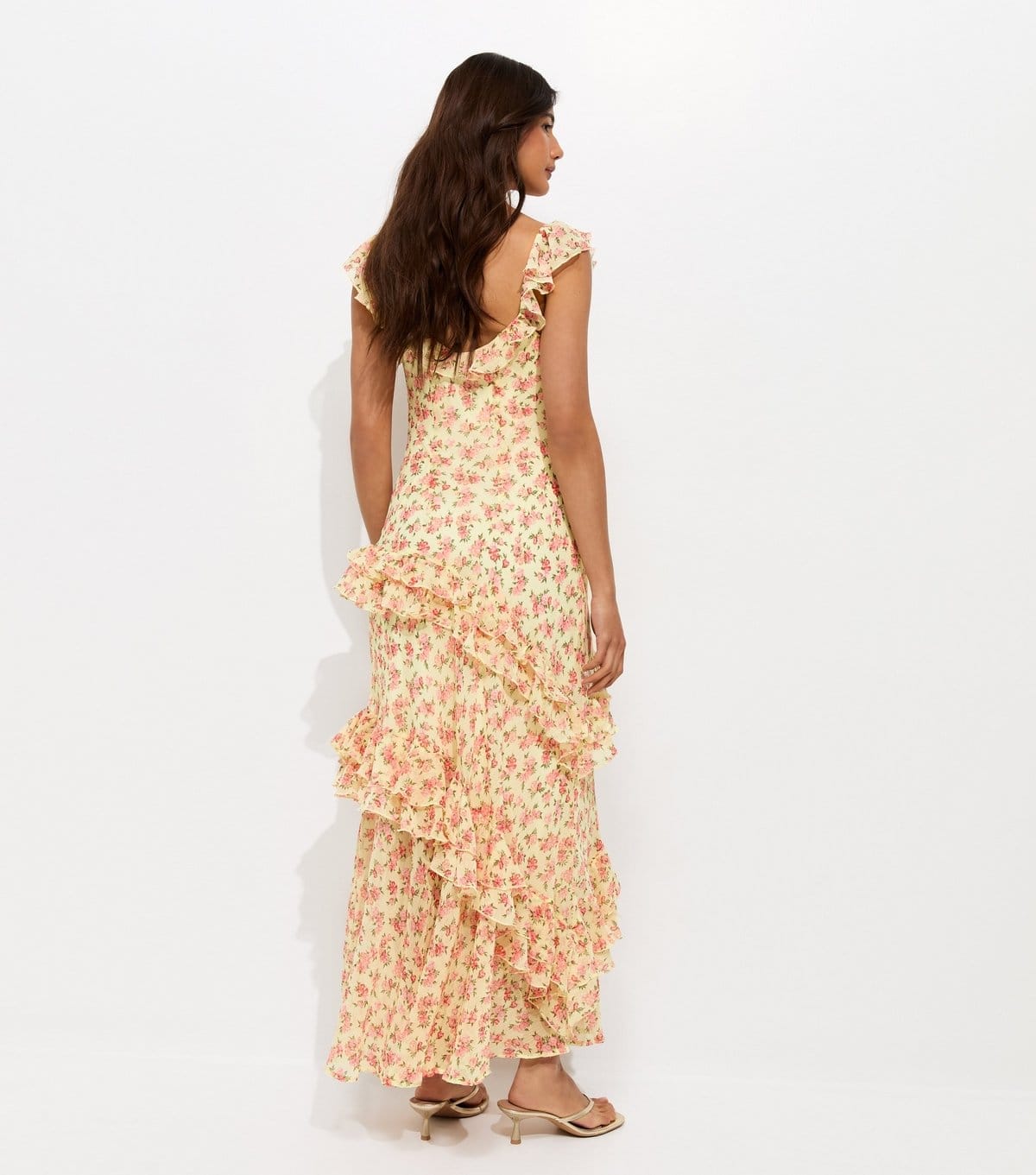 New Look Women's Yellow Chiffon Floral Ruffled Maxi Dress New Look - 4