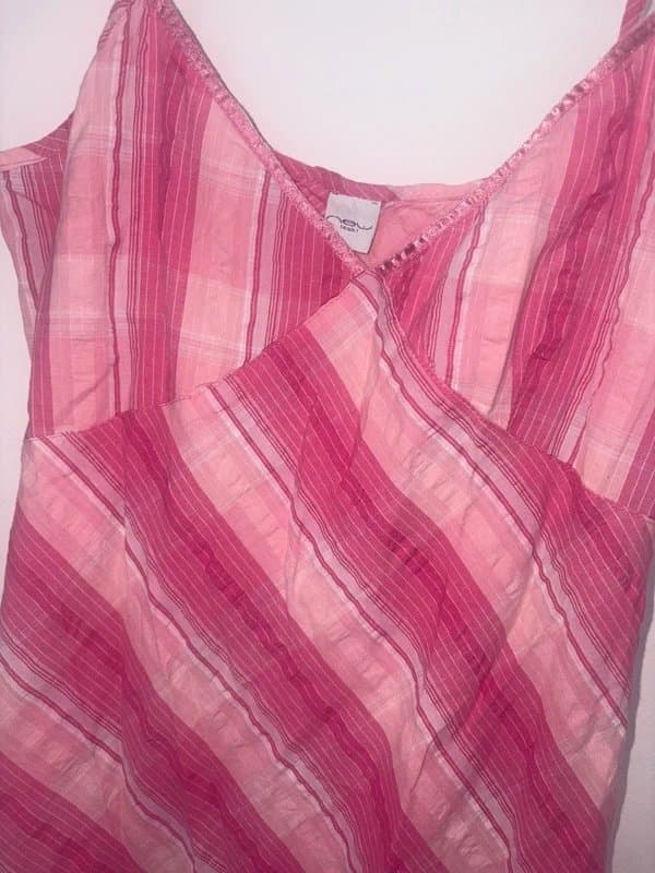 New Look Y2K New Look Pink Striped Slip Midi Dress UK16