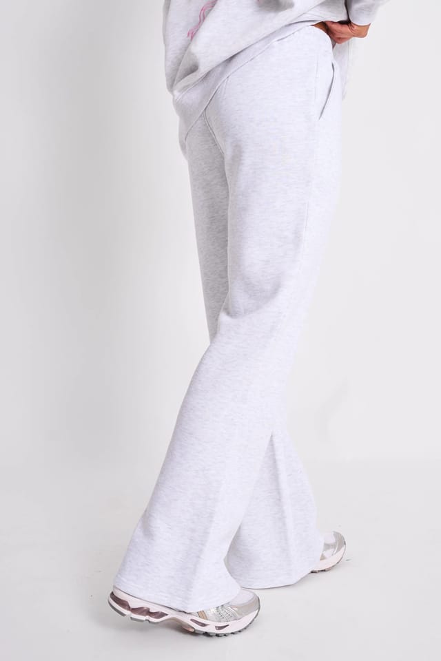 Kaiia Kaiia Logo Wide Leg Joggers Light Grey Marl & Baby Pink - 3