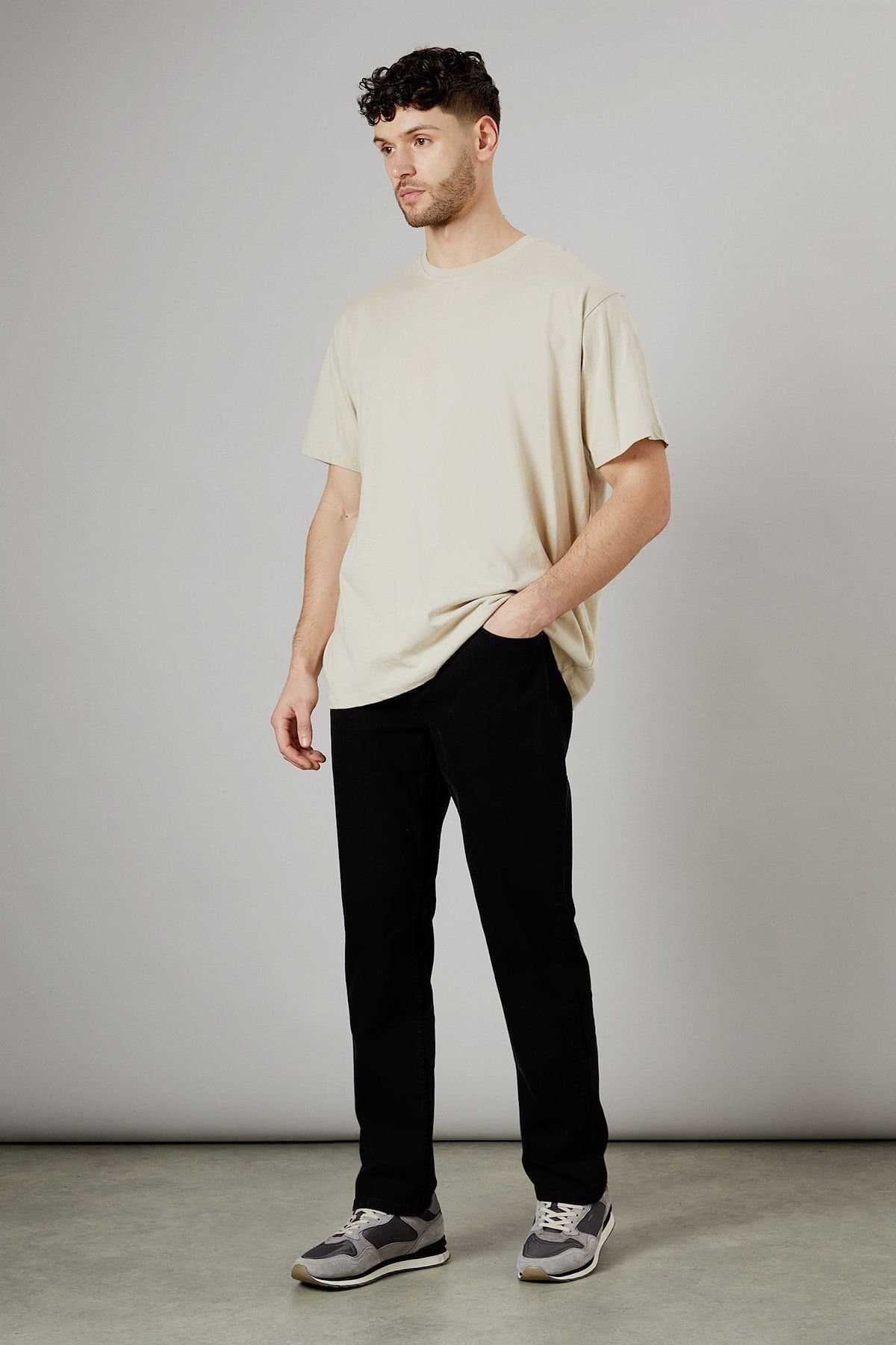 Burton Burton Men's Black Stretch Straight Fit Jeans