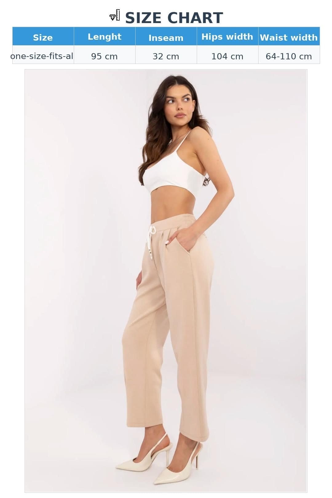 Love Lace Love Lace Women's High Waist Tie Sweatpants Trousers in Beige - 4