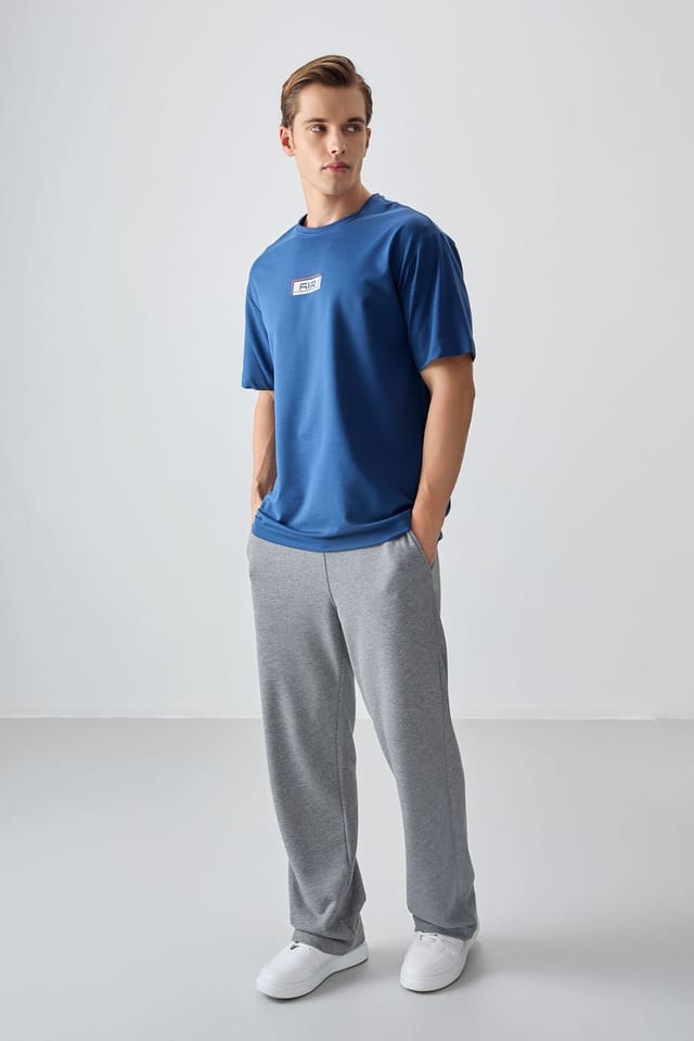 Tommy Life Tommy Life Men's Oversized Logo Patch T-Shirt in Blue - 2