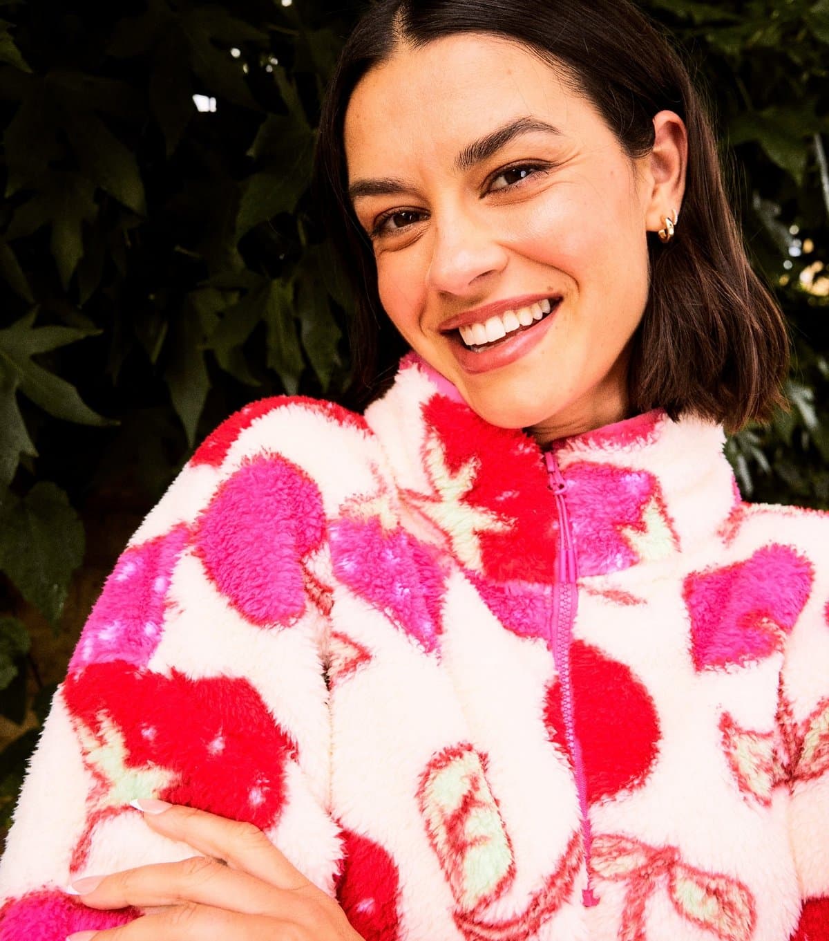 Skinnydip Women's Cream Berry Pattern Fleece Sweatshirt Skinnydip New Look