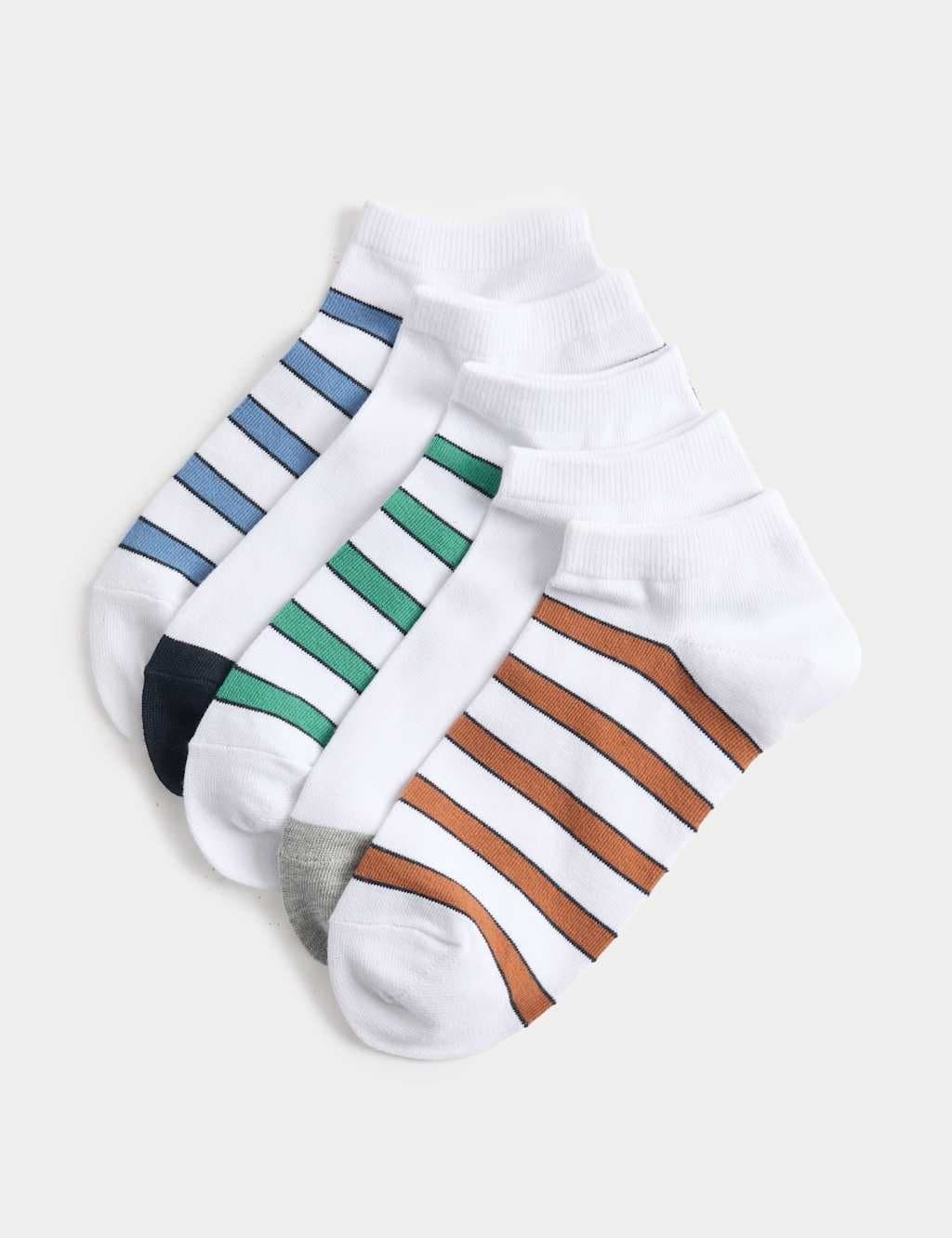 Marks & Spencer M&S 5 Pack Striped Cool & Fresh™ Cotton-Rich Trainer Liners