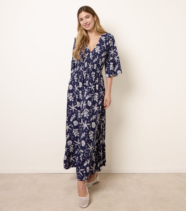 Blue Vanilla Women's Navy Floral Shirred Maxi Dress Blue Vanilla New Look - 3