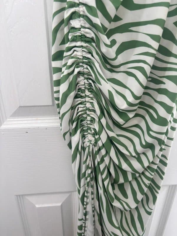 Bershka Bershka green zebra print ruched midi dress