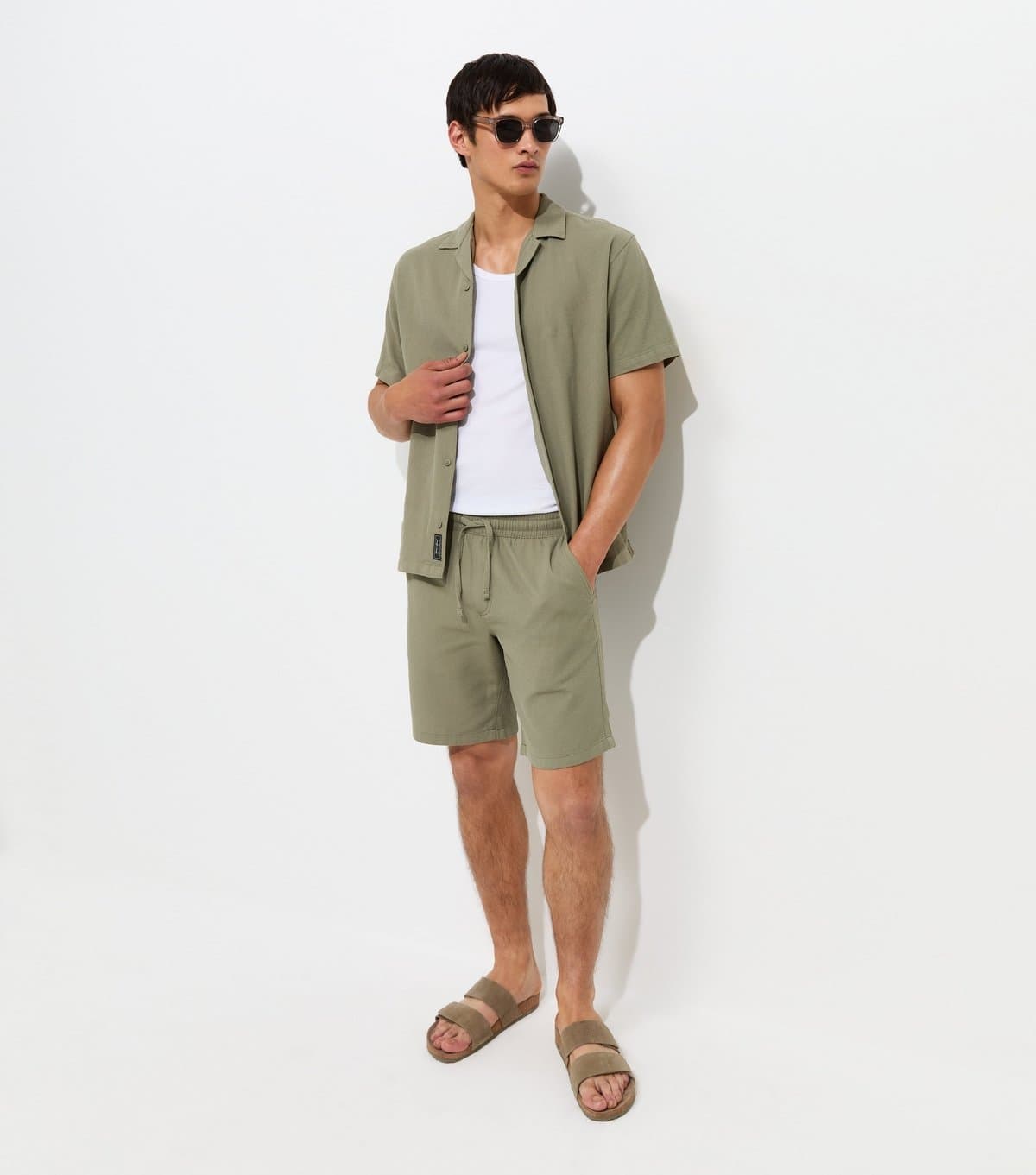 jack & jones Men's Light Khaki Organic Cotton Waffle Shorts Jack & Jones New Look