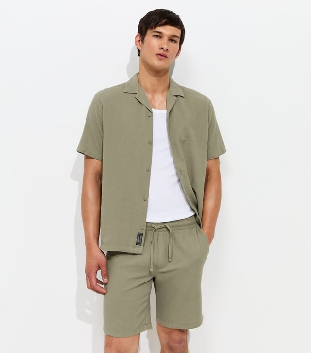 jack & jones Men's Light Khaki Organic Cotton Waffle Shorts Jack & Jones New Look - 2