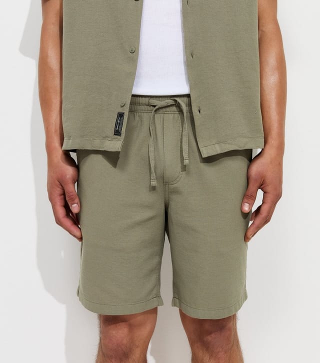 jack & jones Men's Light Khaki Organic Cotton Waffle Shorts Jack & Jones New Look - 3