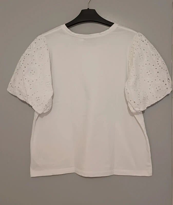 Mint Velvet Mint Velvet White Broderie Sleeve Top - size L/16